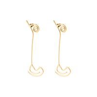 Boucles d'oreilles pendantes Spirale Muse, sculpture en fil d'or, spirale enroulée, géométriques linéaires, bijoux de mode artistiques modernes