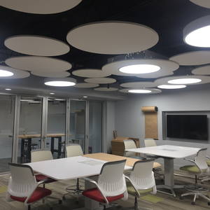 Panneau acoustique de plafond et de mur de laine de fibre de verre de panneau de déflecteur de nuage Matériaux d'isolation phonique ignifuges - Product Image 1