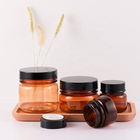 Pot en plastique PET ambré pour crème, 60g, 90g, 200g, 300g, rechargeable, pour emballage d'émulsion cosmétique et d'essence de soin de la peau