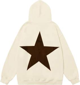 Oversized <strong>Dark</strong> Blue Hoody Round Neck Long Sleeve OEM <strong>Star</strong> Print Pullover French Terry Sweatshirt Hoodies Custom Made Factory - Product Image 5