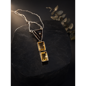 Magnifique collier en citrine fumée en argent sterling 925 - bijoux en pierres précieuses/cristaux pour la fête des mères - Product Image 3