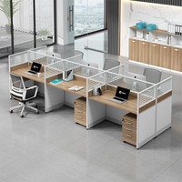Poste de travail individuel pour employé avec cloison de bureau et armoire mobile verrouillable pour petites et moyennes entreprises