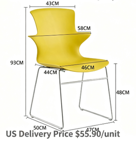 US DELIVERY PRICE Modern Multi-color Plastic <b>Dining</b> <b>Chair</b> Metal Legs <b>Stackable</b> Armless Backrest Minimalist Lightweight Hotel 1 - Product Image 3