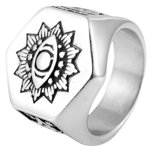 yunnique <b>Titanium</b> Steel Freemason Eye <b>Ring</b> Geometric Design Men's Punk Jewelry Gift 210177 - Product Image 5