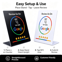 Acryl-Standdisplay für NFC Google Bewertungskarten 13,56 MHz ISO14443A NTAG215 213 für Hotel- und Restaurant-Zutrittskontrollkarten