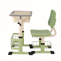 Bureau et chaise d'école modernes en métal avec revêtement résistant aux UV pour une utilisation en extérieur, en salle de classe, à l'hôpital et au bureau à domicile