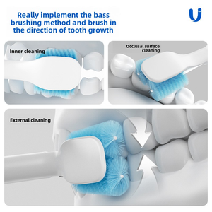 Brosse <span class=keywords><strong>à</strong></span> dents électrique rotative innovante Dual 360 °   Têtes de brosse sans vibration, méthode de brossage <span class=keywords><strong>à</strong></span> basse vitesse, charge rapide pour la maison et les voyages - Product Image 4