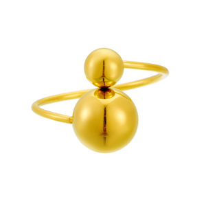 Minimalist Ball Shape Adjustable Ring Gold Silver Plated Stainless Steel Women's Jewelry Gift - Product Image 5