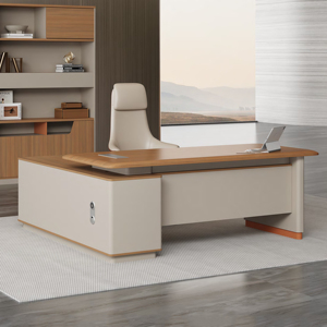 Bureau de direction moderne et luxueux, table de bureau de haute qualité pour manager avec boîte de rangement pour câbles intégrée, mobilier de bureau professionnel haut de gamme - Product Image 1