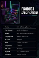 Juego de Mahjong con Luces LED, Fichas Acrílicas, Caja con Patrón PCB, Logotipo Personalizado, Regalo para Fiestas