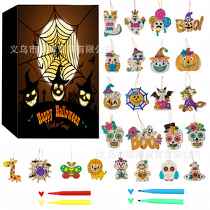 Halloween Wooden Decoration Countdown <b>Box</b> 24 Days Handmade Craft For Youth <b>Party</b> Decorations - Product Image 2