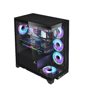 Boîtier <span class=keywords><strong>d</strong></span>'<span class=keywords><strong>ordinateur</strong></span> de bureau E-sports ATX Play Jia Prism PRO Mid Tower avec panneau latéral en acier refroidi par eau et fenêtre - Product Image 3