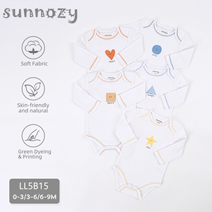 Ensemble de vêtements pour bébé nouveau-né Sunnozy, série graphique de formes mignonnes, 100% coton, bodies, pantalons, chaussettes, tenue pour nourrisson - Product Image 2