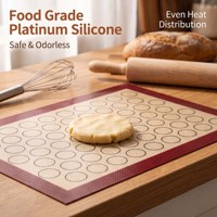 Tapis de cuisson en silicone 300*400*0.7mm avec cercles à biscuits imprimés, plaque de cuisson en silicone platine, taille personnalisée avec logo pour la vente en gros
