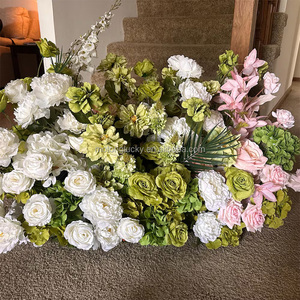 Decoración Floral Realista para el Pasillo de Boda, <span class=keywords><strong>Ramo</strong></span> de <span class=keywords><strong>Flores</strong></span> Artificiales Verdes y Blancas de 70 cm para Eventos de Boda - Product Image 5