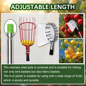 Outils de <span class=keywords><strong>cueillette</strong></span> de fruits Qingle outil de jardin cueilleur de fruits avec poteau télescopique en acier inoxydable fendu pour poteau de rouleau de peinture - Product Image 3