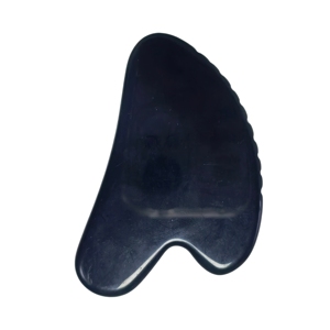 Planche Gua Sha en obsidienne noire à dents, outil de raclage à bords dentelés pour le visage et le cou, lifting, relaxation musculaire, soins de la peau à domicile ou en salon - Product Image 2