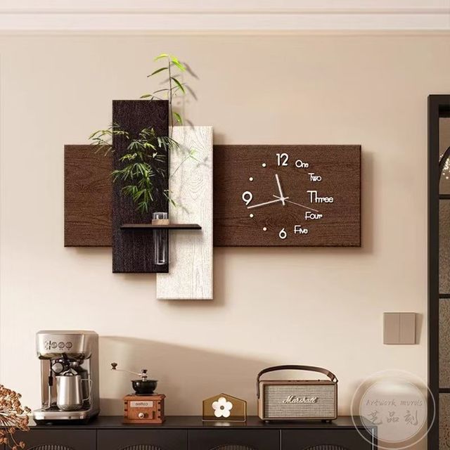 Home Decor Handmade Mixed Materials Art Painting Hotel Room Wall  Wall Clock Home Decor Luxury Luxurious Wall Clock