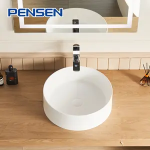 PS-2209 מודרני יוקרה סניטריים כלי אבן משטח מוצק חדר אמבטיה עגול לשטוף ביד כיור כלי כביסה