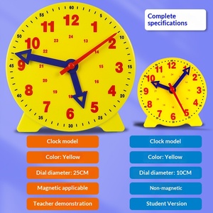 Horloge de professeur en plastique de 25 cm, grand modèle magnétique, outil pédagogique pour les é<span class=keywords><strong>l</strong></span>èves de CP et CE1 pour <span class=keywords><strong>apprendre</strong></span> à <span class=keywords><strong>lire</strong></span> <span class=keywords><strong>l</strong></span>'<span class=keywords><strong>heure</strong></span> - Product Image 3