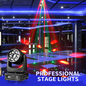 Projecteur de scène <span class=keywords><strong>LED</strong></span> à tête mobile six faisceaux 90W, effet 6*15W RGBW 4-en-1 avec laser vert 50mW pour DJ, discothèques, mariages, parcs à thème, fêtes - Product Image 6