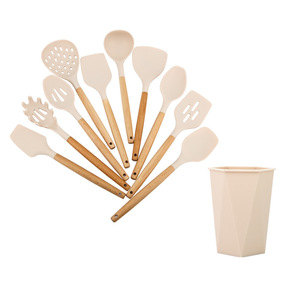 Juego de utensilios de cocina antiadherentes resistentes al calor, cuchara giratoria segura para cocinar, juego de herramientas de cocina para el hogar con soporte de almacenamiento, 12 Uds. - Product Image 2