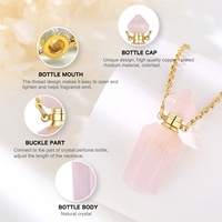Haute qualité pierre de cristal naturel diffuseur d'huile essentielle Quartz rose bouteille de parfum pendentif collier pour les femmes