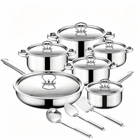 Ensemble de casseroles en acier inoxydable 15 pièces, design minimaliste moderne, compatible lave-vaisselle et four, casseroles et poêles en acier inoxydable avec couvercles
