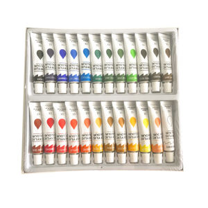 Juego de pintura acrílica con 10 pinceles, 24x12ml, 1 <span class=keywords><strong>paleta</strong></span> y 1 tubo de pintura en lienzo, kit de pigmentos de 12ml - Product Image 2