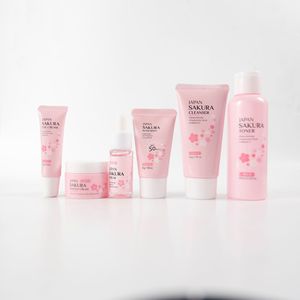 Venta caliente Sakura Series Custom <span class=keywords><strong>Japan</strong></span> 6PCs Productos para el cuidado de la piel facial Crema facial Suero Limpiador Protector solar Sakura Skincare Set - Product Image 6