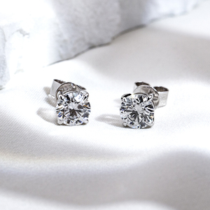 Listo para enviar MSE-329 1CT Pendientes de diamantes de laboratorio blancos de forma redonda PT950 de moda. - Product Image 4