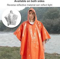 Poncho d'urgence et couverture thermique en feuille de Mylar, réversible, à capuche, imperméable pour la rétention de la chaleur et la pluie, kit d'extérieur