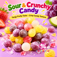 Groothandel OEM Private Label Extreme Zure Snoepjes Individueel Verpakt Fruitachtige Zure Bolletjes Ronde Harde Snoepjes