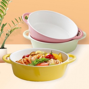 Oval Cheese & Baked Placa de Arroz Prato de Cerâmica Descartável para Household & Western Food Binaural <span class=keywords><strong>Baking</strong></span> Forno Novo Modelo para Hotéis - Product Image 3