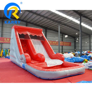 Toboggan aquatique gonflable commercial en PVC rouge pour adultes, château gonflable combiné avec toboggan aquatique pour fête aquatique - Product Image 2