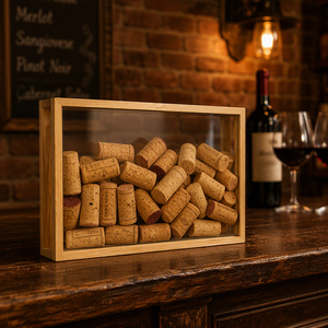 Boîte à ombre en bois faite à la main, vitrine rectangulaire écologique et durable, <span class=keywords><strong>cadre</strong></span> photo pour collection de bouchons de vin - Product Image 1