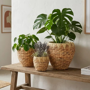 ตะกร้าใส่กระถางต้นไม้ทำจากใยธรรมชาติสานของตกแต่งบ้าน - Product Image 1