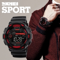 Skmei 1243 double heure mode lumière LED homme alarme hommes calendrier numérique montres bracelet en PU 50M étanche natation sport horloge