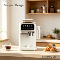 Machine à café expresso Anbolife 2 en 1 électrique 20 bars en acier inoxydable avec moulin intégré, écran tactile, préparation chaude/froide, laitier amovible