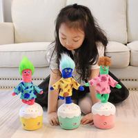 새로운 35cm 슈퍼 소프트 플러시 선인장 장난감 LED 라이트 플러시 인형 당신의 목소리를 반복 생일 행사 PP 면 채워진 메쉬 워시