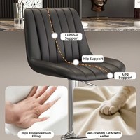 Tabouret de bar pivotant et réglable en hauteur, style nordique moderne, avec dossier, pieds thermolaqués, en cuir anti-griffures pour cuisine et comptoir