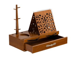 Étagère de bureau en bois avec tiroir de rangement, organisateur multifonctionnel pour la lecture et l'écriture au bureau - Product Image 5