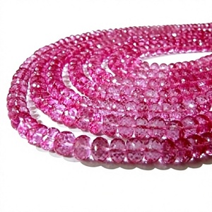 Perles de topaze naturelle de couleur rose, facettées, de 8 mm, vendues par brin de 8 pouces de long - Product Image 1