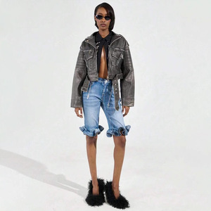 Short en jean pour femmes, bleu clair, haute élasticité, pantalon à cinq points, tailles européennes et américaines S M L XL - Product Image 1
