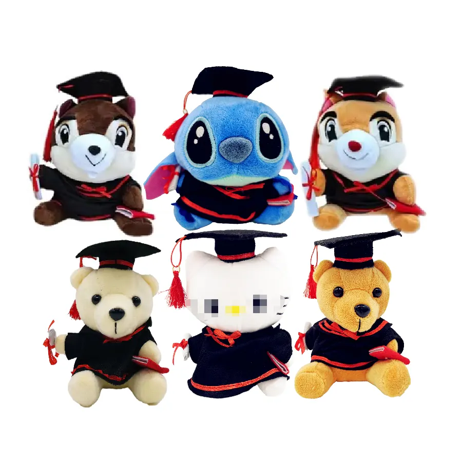 Mainan beruang teddy mini, 2024 anak-anak wisuda kecil boneka doraemon kitty mewah