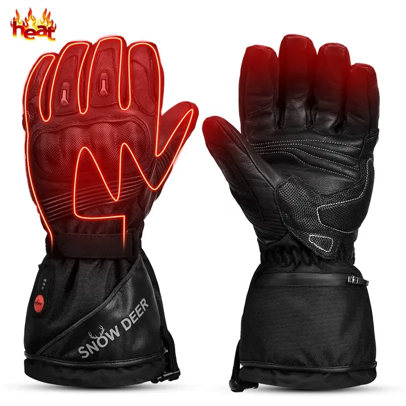 Customized Safety Warm Touchscreen Breathable Electrical Rechargeable Windproof Racing Motorcycle Heated Gloves