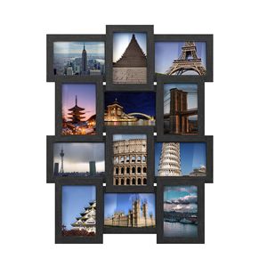 Cornice <span class=keywords><strong>da</strong></span> <span class=keywords><strong>Parete</strong></span> Artigianale in Legno Massello per Collage Multi-Foto, 12 Pezzi 4x6 - Product Image 2