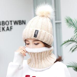 Ensemble bonnet et écharpe tricotés RTS pour l'hiver, style coréen avec gros pompons, bonnet tricoté pour femme - Product Image 4