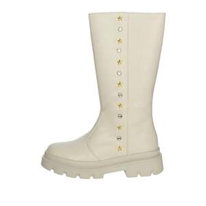 Bottes hautes pour filles Asso, couleur beige, taille 34, avec détails étoiles et strass - Product Image 1