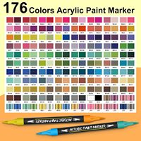MQCOLOR – Lot de 88 marqueurs de peinture acrylique 176 couleurs avec pointe pinceau pour adultes – Fournitures d'artisanat DIY pour roche, tissu, bois et plus encore